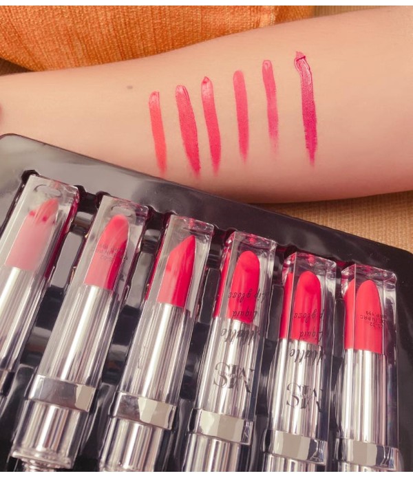 6 colour liquid lip gloss lipstick pack 